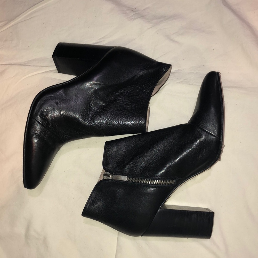 Zara black leather ankle booties